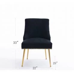 Black Velvet Side Chair Dining Chair Comfortable Chair Mid Century Modern Mid-Back Chair Side Chair (Set of 2) by Z-joyee -Cheap Z-joyee Store black z joyee accent chairs p q202200657 66 1000
