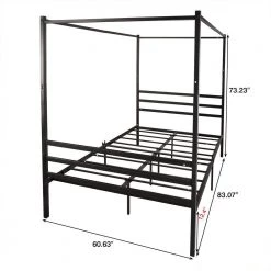 83 in. Black Queen Metal Canopy Bed Frame Stable and Durable Metal Platform by Z-joyee -Cheap Z-joyee Store black z joyee canopy beds p q202200033 1f 1000