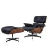 Black Faux Leather Swivel Lounge Chair and Ottoman by Z-joyee
