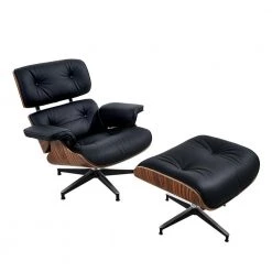 Black Faux Leather Swivel Lounge Chair and Ottoman by Z-joyee -Cheap Z-joyee Store black z joyee chaise lounges p s202200209 c3 1000