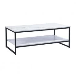 43.3 in. Black Rectangle MDF Top Coffee Table with Storage Shelf by Z-joyee