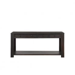 64 in. Black Standard Rectangle Wood Console Table with 4-Storage Drawers and Bottom Shelf by Z-joyee