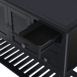 45 in. Black Standard Rectangle Wood Console Table with 6-Drawers, 1-Cabinets and 1-Shelf by Z-joyee -Cheap Z-joyee Store black z joyee console tables f fb857220931 1f 1000