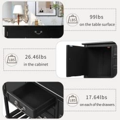 45.3 in. Black Standard Rectangle Wood Console Table with 3-Drawers, 2-Cabinets and 1-Shelf by Z-joyee -Cheap Z-joyee Store black z joyee console tables f fb857221044 1f 1000