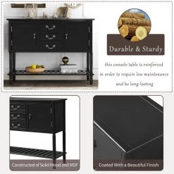 45.3 in. Black Standard Rectangle Wood Console Table with 3-Drawers, 2-Cabinets and 1-Shelf by Z-joyee -Cheap Z-joyee Store black z joyee console tables f fb857221044 44 1000