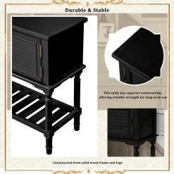 47.05 in. Black Standard Rectangle Wood Console Table with 2-Drawers, 2-Cabinets and 1-Shelf by Z-joyee -Cheap Z-joyee Store black z joyee console tables f fb857221136 1f 1000