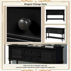 47.05 in. Black Standard Rectangle Wood Console Table with 2-Drawers, 2-Cabinets and 1-Shelf by Z-joyee -Cheap Z-joyee Store black z joyee console tables f fb857221136 44 1000