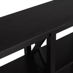 46.5 in. Black Standard Rectangle Wood Console Table with 3-Tier Open Storage Spaces by Z-joyee -Cheap Z-joyee Store black z joyee console tables f fb857221266 44 1000