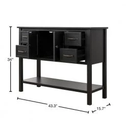 43.3 in. Black Standard Rectangle Wood Console Table with 4-Drawers, 1-Cabinet and 1-Shelf by Z-joyee -Cheap Z-joyee Store black z joyee console tables f fb857222003 40 1000