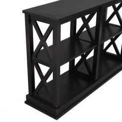 Simple 46.50 in. Black Standard Rectangle Wood Console Table with 3-Tier Open Storage Spaces by Z-joyee 18 Simple 46.50 in. Black Standard Rectangle Wood Console Table with 3-Tier Open Storage Spaces by Z-joyee -Cheap Z-joyee Store black z joyee console tables ly wf199317aab 44 1000