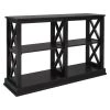 Simple 46.50 in. Black Standard Rectangle Wood Console Table with 3-Tier Open Storage Spaces by Z-joyee