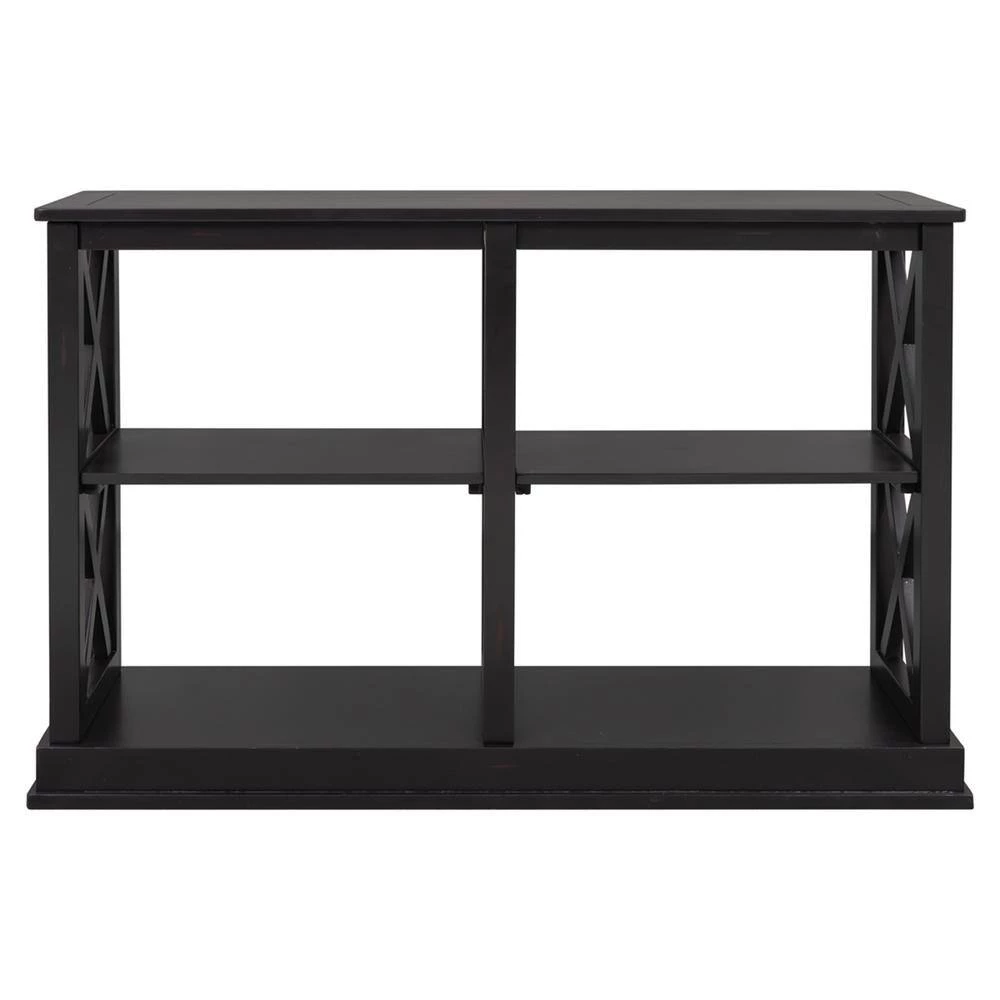 Simple 46.50 in. Black Standard Rectangle Wood Console Table with 3-Tier Open Storage Spaces by Z-joyee 3 Simple 46.50 in. Black Standard Rectangle Wood Console Table with 3-Tier Open Storage Spaces by Z-joyee - Image 3