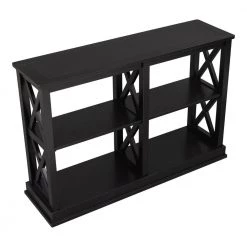 Simple 46.50 in. Black Standard Rectangle Wood Console Table with 3-Tier Open Storage Spaces by Z-joyee 14 Simple 46.50 in. Black Standard Rectangle Wood Console Table with 3-Tier Open Storage Spaces by Z-joyee -Cheap Z-joyee Store black z joyee console tables ly wf199317aab 77 1000