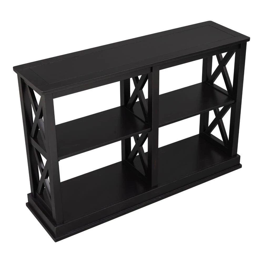 Simple 46.50 in. Black Standard Rectangle Wood Console Table with 3-Tier Open Storage Spaces by Z-joyee 4 Simple 46.50 in. Black Standard Rectangle Wood Console Table with 3-Tier Open Storage Spaces by Z-joyee - Image 4