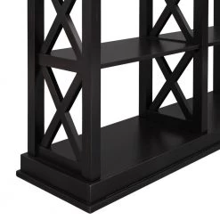 Simple 46.50 in. Black Standard Rectangle Wood Console Table with 3-Tier Open Storage Spaces by Z-joyee 19 Simple 46.50 in. Black Standard Rectangle Wood Console Table with 3-Tier Open Storage Spaces by Z-joyee -Cheap Z-joyee Store black z joyee console tables ly wf199317aab fa 1000