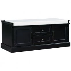 Black Rustic Storage Bench with 2 Drawers and 2 Cabinets 42.5 in. W x 17.50 in. H x 15.9 in. D by Z-joyee -Cheap Z-joyee Store black z joyee dining benches ly 172aab 1f 1000