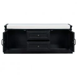 Black Rustic Storage Bench with 2 Drawers and 2 Cabinets 42.5 in. W x 17.50 in. H x 15.9 in. D by Z-joyee