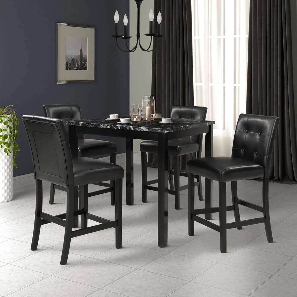 5-Piece Square Black Faux Marble Top Dining Room Set Seats 4 by Z-joyee 10 5-Piece Square Black Faux Marble Top Dining Room Set Seats 4 by Z-joyee - Image 10