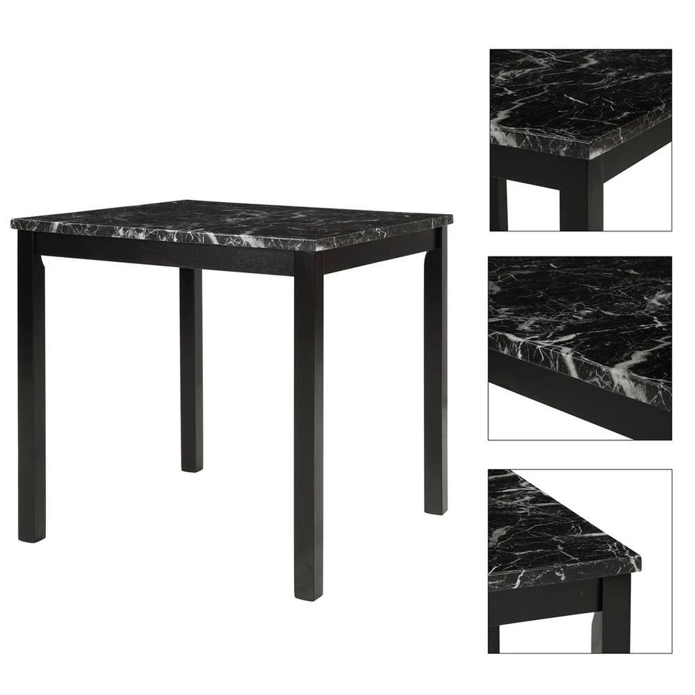 5-Piece Square Black Faux Marble Top Dining Room Set Seats 4 by Z-joyee 7 5-Piece Square Black Faux Marble Top Dining Room Set Seats 4 by Z-joyee - Image 7