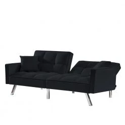 Black Modern Velvet Futon Sofa Couch Bed with Armrests and 2 Pillows by Z-joyee 10 Black Modern Velvet Futon Sofa Couch Bed with Armrests and 2 Pillows by Z-joyee -Cheap Z-joyee Store black z joyee futons p s202200349 4f 1000