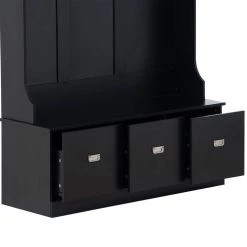 Black 2-Tone Hall Tree with 4 Hooks and 3 Large Drawers by Z-joyee -Cheap Z-joyee Store black z joyee hall trees p q202200003 1f 1000
