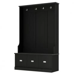 Black 2-Tone Hall Tree with 4 Hooks and 3 Large Drawers by Z-joyee -Cheap Z-joyee Store black z joyee hall trees p q202200003 c3 1000