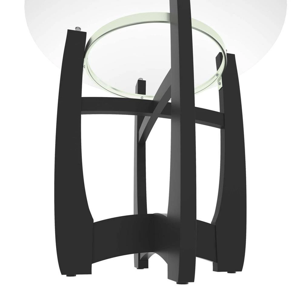 Dining Table 42.01 in. Round Black Glass Top with Wood Frame (Seats 4) by Z-joyee 6 Dining Table 42.01 in. Round Black Glass Top with Wood Frame (Seats 4) by Z-joyee - Image 6
