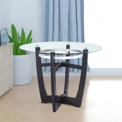 Dining Table 42.01 in. Round Black Glass Top with Wood Frame (Seats 4) by Z-joyee 11 Dining Table 42.01 in. Round Black Glass Top with Wood Frame (Seats 4) by Z-joyee -Cheap Z-joyee Store black z joyee kitchen dining tables ly gbz 1331 c3 1000