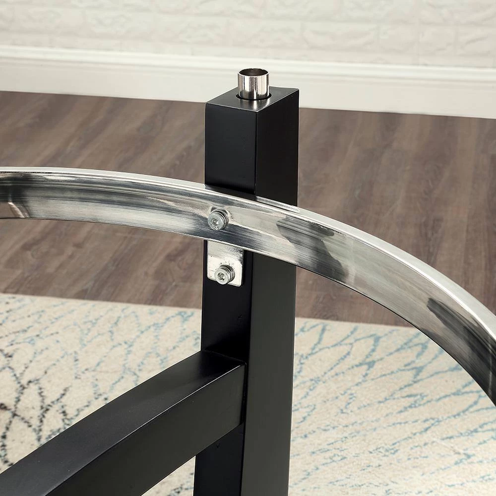 Dining Table 42.01 in. Round Black Glass Top with Wood Frame (Seats 4) by Z-joyee 2 Dining Table 42.01 in. Round Black Glass Top with Wood Frame (Seats 4) by Z-joyee - Image 2