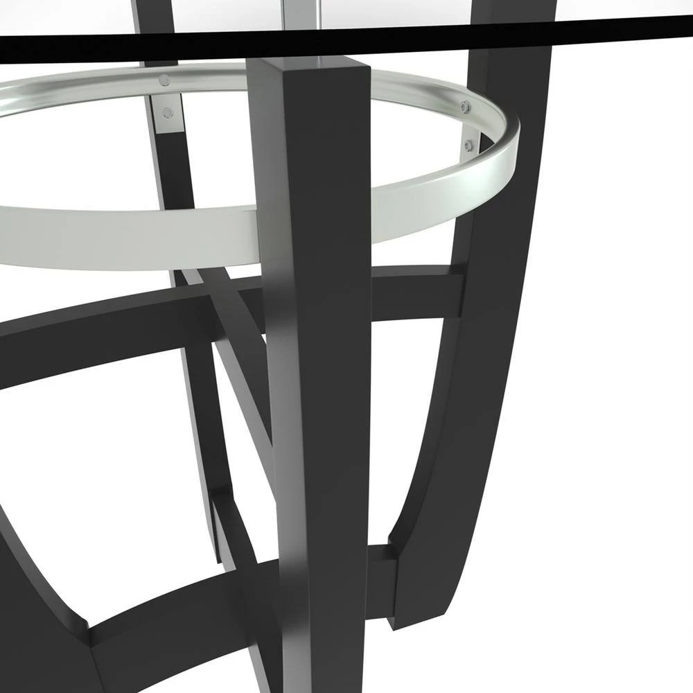 Dining Table 42.01 in. Round Black Glass Top with Wood Frame (Seats 4) by Z-joyee 7 Dining Table 42.01 in. Round Black Glass Top with Wood Frame (Seats 4) by Z-joyee - Image 7