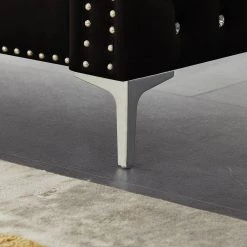 59.4 in. Black Velvet 2-Seats Loveseats with Jeweled Buttons and 2-Pillows by Z-joyee -Cheap Z-joyee Store black z joyee loveseats p q202200283 fa 1000