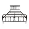 Black Full Metal Platform Bed with Headboard/Strong Slat Support by Z-joyee