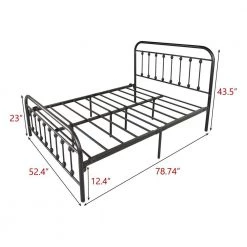 Black Full Metal Platform Bed with Headboard/Strong Slat Support by Z-joyee -Cheap Z-joyee Store black z joyee platform beds f fb857215906 c3 1000