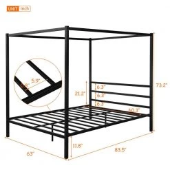 Canopy Black Queen Size Platform Bed with Built-in Headboard by Z-joyee -Cheap Z-joyee Store black z joyee platform beds f fb857216743 c3 1000