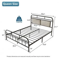 Metal Black Queen Size Platform Bed with Strong Metal Slats Support by Z-joyee -Cheap Z-joyee Store black z joyee platform beds f fb857218648 1f 1000