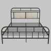 Metal Black Queen Size Platform Bed with Strong Metal Slats Support by Z-joyee