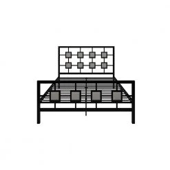 Metal Black Full Size Platform Bed with Square Design by Z-joyee