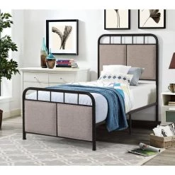Metal Black Twin Size Platform Bed with Fabric Headboard by Z-joyee 16 Metal Black Twin Size Platform Bed with Fabric Headboard by Z-joyee -Cheap Z-joyee Store black z joyee platform beds f fb857219720 76 1000