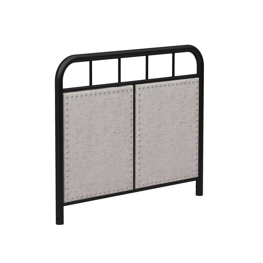 Metal Black Twin Size Platform Bed with Fabric Headboard by Z-joyee 3 Metal Black Twin Size Platform Bed with Fabric Headboard by Z-joyee - Image 3