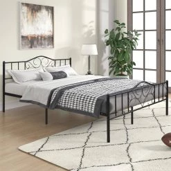 Metal Black Queen Size Platform Bed with Headboard by Z-joyee -Cheap Z-joyee Store black z joyee platform beds f fb857219775 31 1000