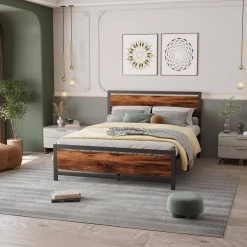 60.2 in. W Black Queen Metal Frame Platform Bed by Z-joyee -Cheap Z-joyee Store black z joyee platform beds ly wf282353aab 31 1000