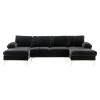 110.63 in. 4-Piece U Shaped Polyester Sectional Sofa in Black by Z-joyee