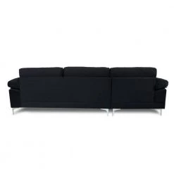 103.5 in. Pillow Top Arms 3 Seats Velvet L Shaped Modern Sectional Sofa Black by Z-joyee -Cheap Z-joyee Store black z joyee sectional sofas ljp w223s01053 66 1000