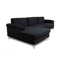103.5 in. Pillow Top Arms 3 Seats Velvet L Shaped Modern Sectional Sofa Black by Z-joyee -Cheap Z-joyee Store black z joyee sectional sofas ljp w223s01053 c3 1000