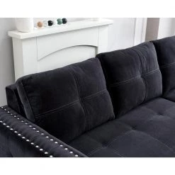 91 in W 3 Seats Velvet L-Shaped Modern Sectional Sofa with Storage Black by Z-joyee 13 91 in W 3 Seats Velvet L-Shaped Modern Sectional Sofa with Storage Black by Z-joyee -Cheap Z-joyee Store black z joyee sectional sofas ljp w487s00008 1f 1000