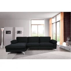 103.5 in. Pillow Top Arm 2-piece L Shaped Velvet Left Hand Facing Modern Sectional Sofa in Black by Z-joyee -Cheap Z-joyee Store black z joyee sectional sofas p q202200382 31 1000