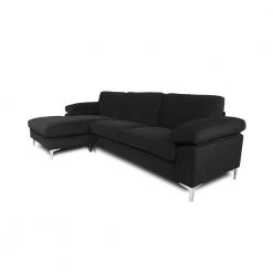 103.5 in. Pillow Top Arm 2-piece L Shaped Velvet Left Hand Facing Modern Sectional Sofa in Black by Z-joyee -Cheap Z-joyee Store black z joyee sectional sofas p q202200382 c3 1000