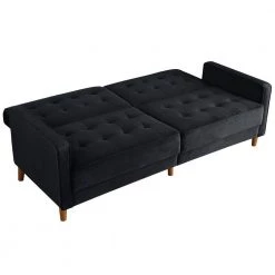 78 in. Black Velvet Twin Upholstered 2-Seater Sofa Bed by Z-joyee -Cheap Z-joyee Store black z joyee sofa beds ljp w85135669 44 1000