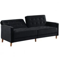 78 in. Black Velvet Twin Upholstered 2-Seater Sofa Bed by Z-joyee -Cheap Z-joyee Store black z joyee sofa beds ljp w85135669 4f 1000