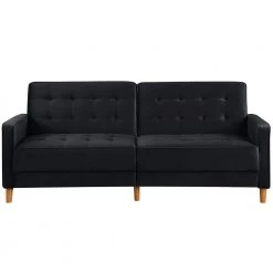 78 in. Black Velvet Twin Upholstered 2-Seater Sofa Bed by Z-joyee -Cheap Z-joyee Store black z joyee sofa beds ljp w85135669 c3 1000